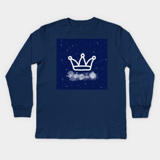 crown, power, achievement, success, winning, victory, technology, light, universe, cosmos, galaxy, shine, concept, illustration Kids Long Sleeve T-Shirt